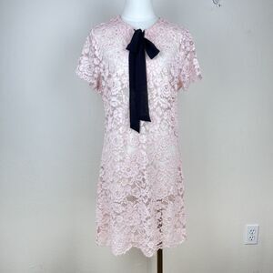 Belle Sky Dress Womens Extra Large Mini Floral Lace Bow Feminine Cottage Pink